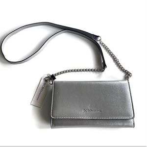 BCBGeneration silver crossbody wallet